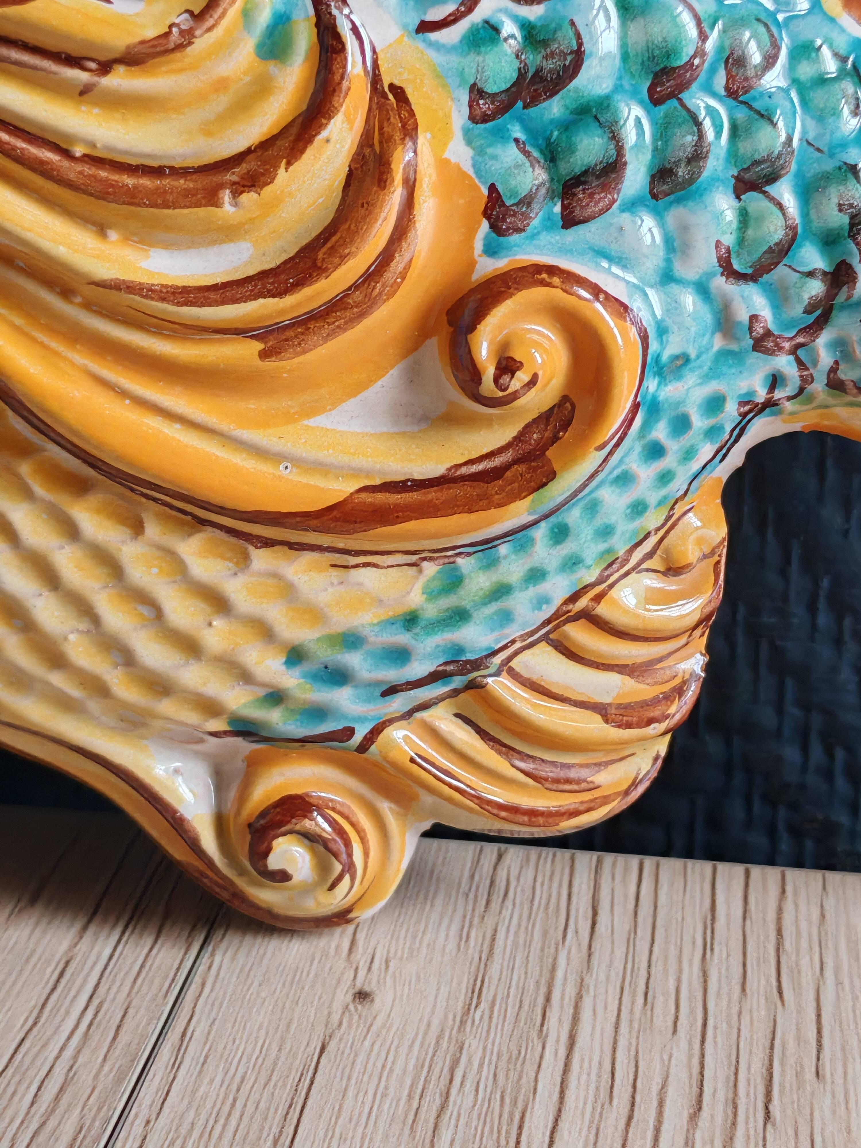 Vintage Ceramic Wall Decorative Fish - Mediterranean Style Decoration