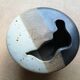 Vase flower frog, stoneware Puisaye signed Jean Cacheleux, 80's design