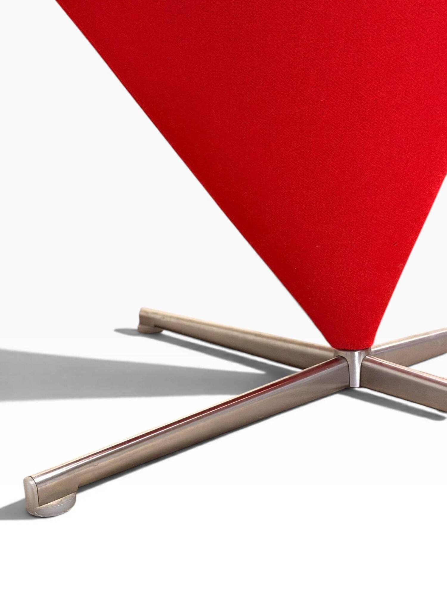Pair of Cone Chair armchairs by Verner Panton for Vitra, red wool fabric.
