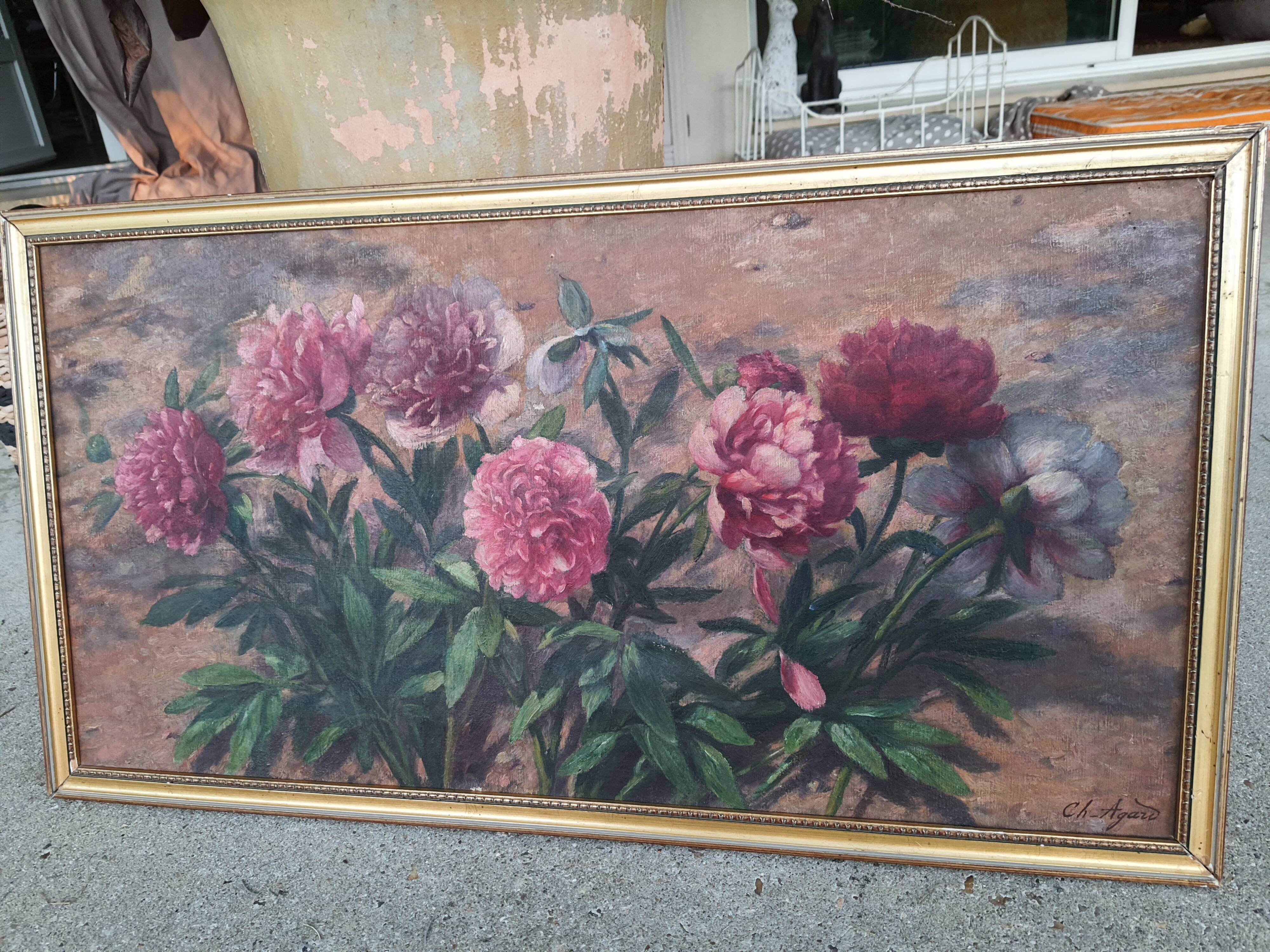 Ancient peonies painting