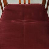 Set of two Art Nouveau design dining chairs with  red fabric upholstery