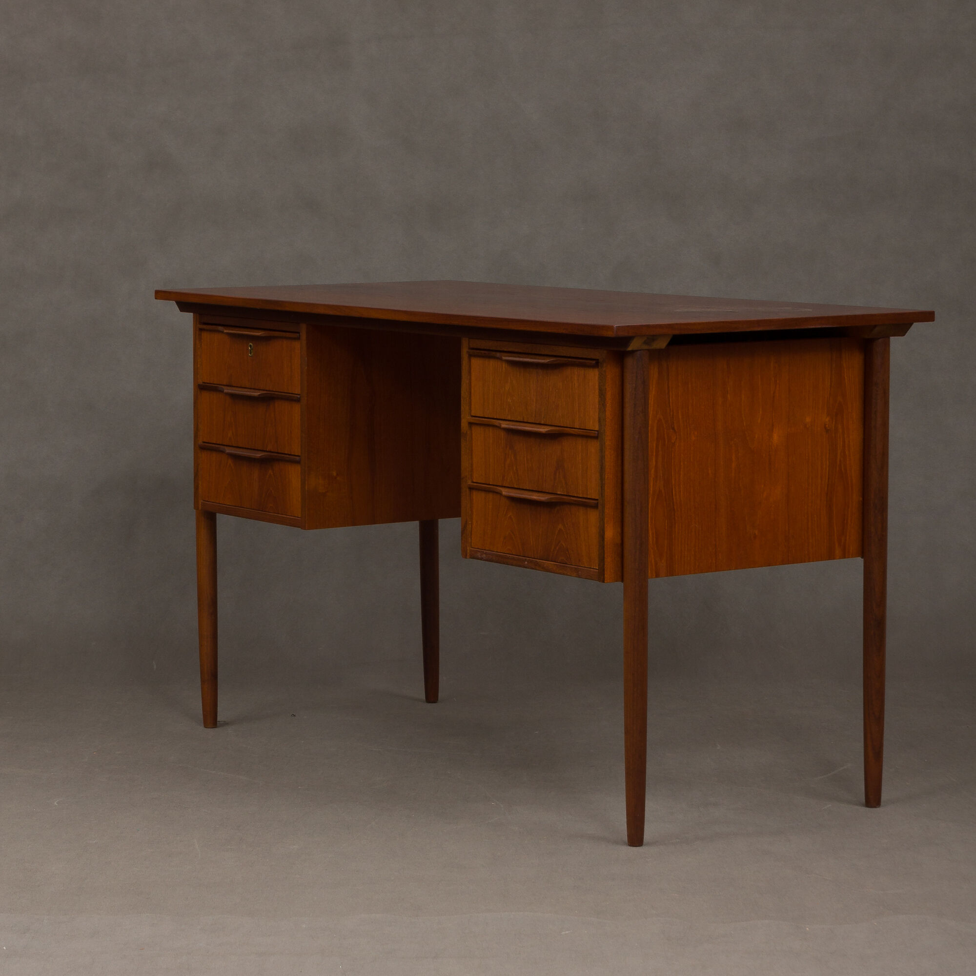Danish teak desk with 6 drawers
