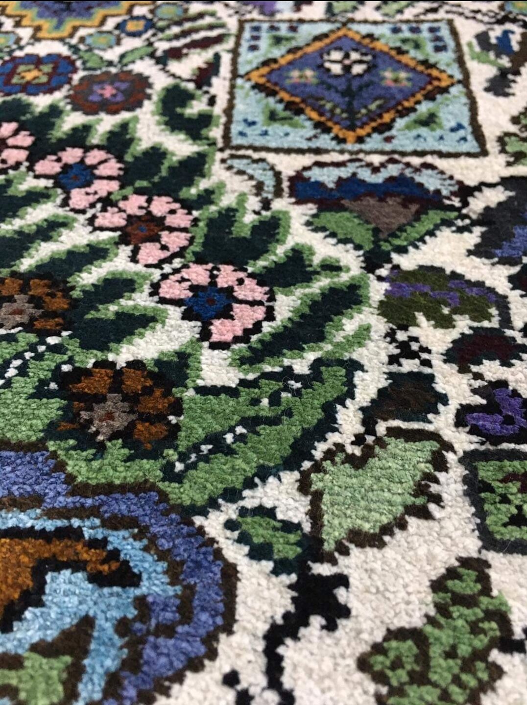 Handmade carpet in natural silk