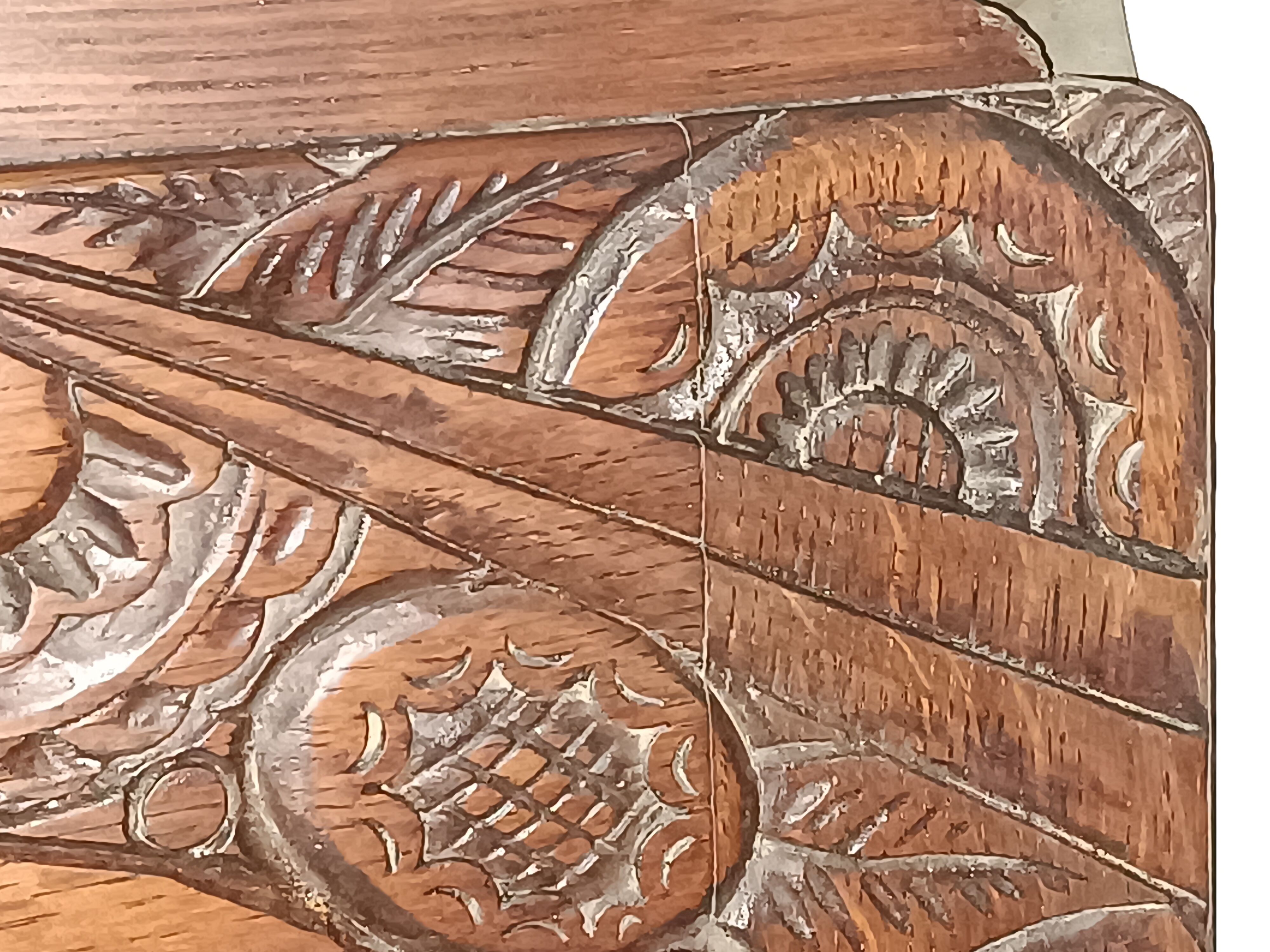 Mirror with 2 drawers solid oak. 50s