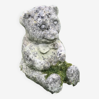 Reconstituted stone teddy bear garden statuette