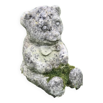 Reconstituted stone teddy bear garden statuette