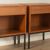 Minimalist bedside tables from the 1960s, teak veneer, set of 2