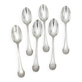 Ravinet d'Enfert 6 silver-plated moka spoons Minerva, Art Deco fluting