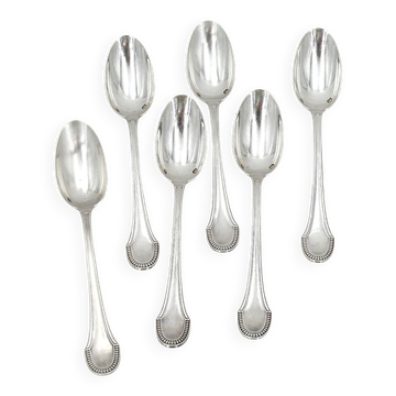 Ravinet d'Enfert 6 cuillères à moka argent massif Minerve, godrons Art Déco