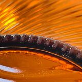 Coupe à fruits vintage en verre ambré ondulé, années 1970