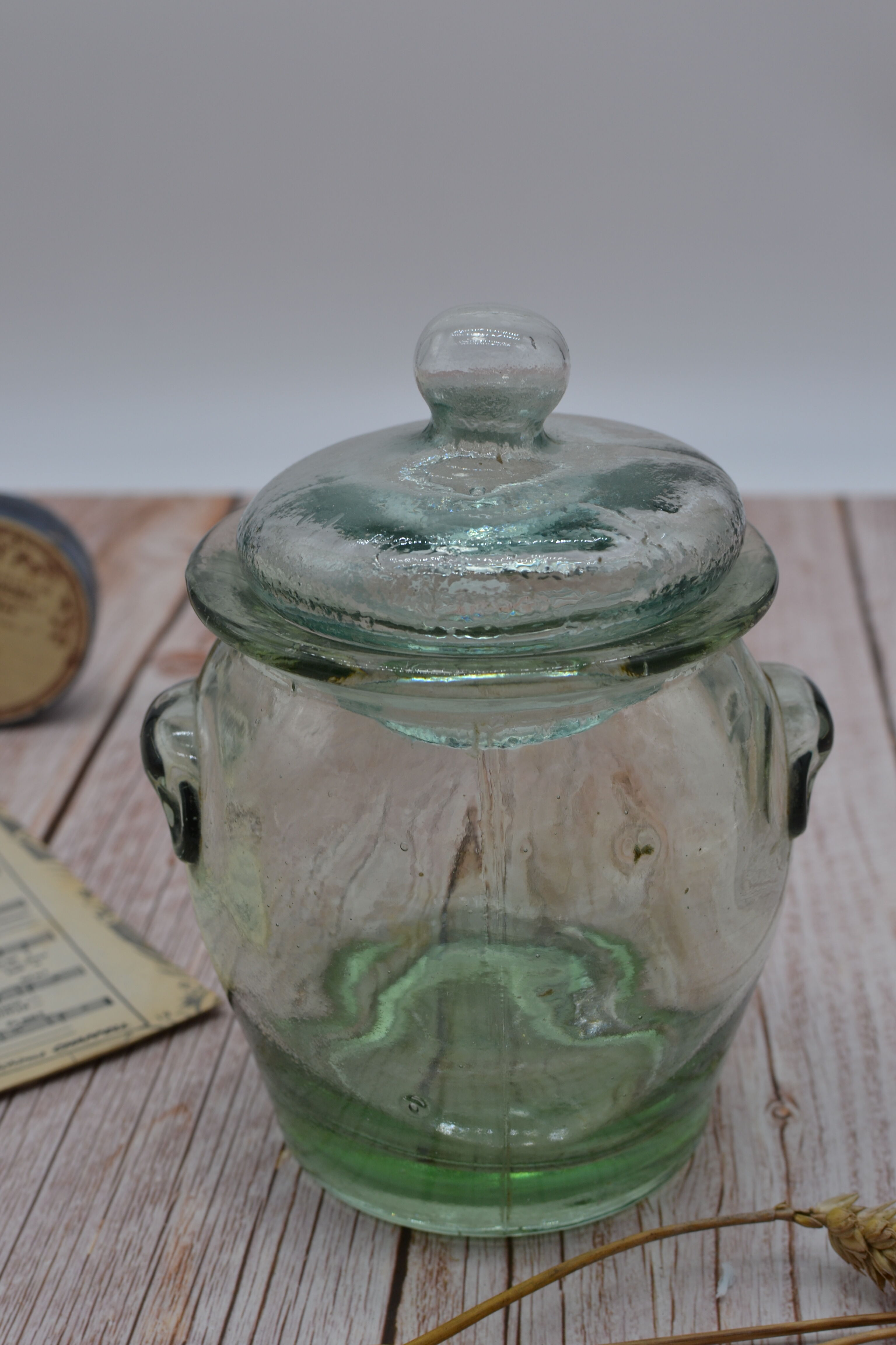Old jar made of thick glass