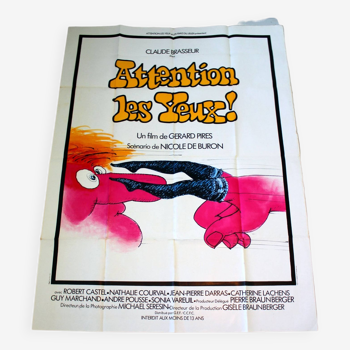 Affiche cinéma originale "Attention les Yeux" 1976 Claude Brasseur 120x160 cm