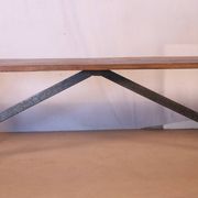 Ancien banc en teck birman et piètement en fer forgé