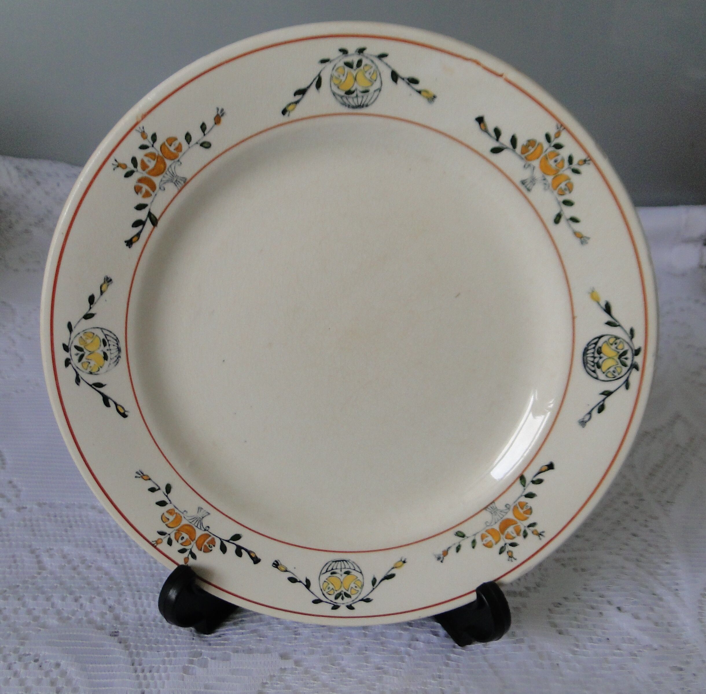 Lot 10 plates flat art nouveau coal iron earth salin floral model