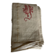 Nappe en toile de chanvre brut 19e brodée XXL
