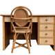 Vintage rattan and woven wicker desk 1970