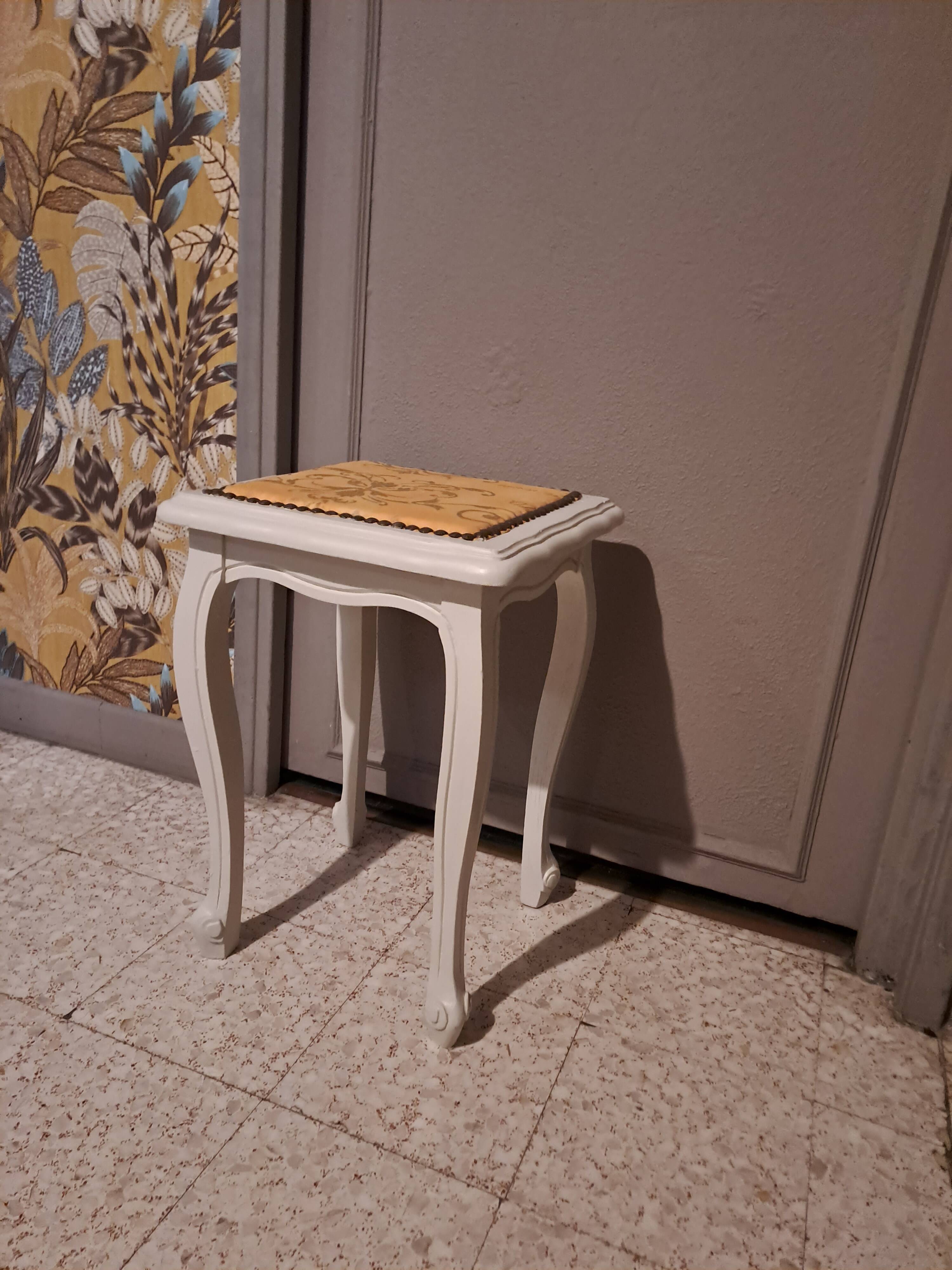 Wooden piano stool painted in linen grey 1950