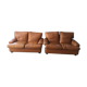 Pair of 2-seater fawn leather sofas Brunati Italian Design 1980