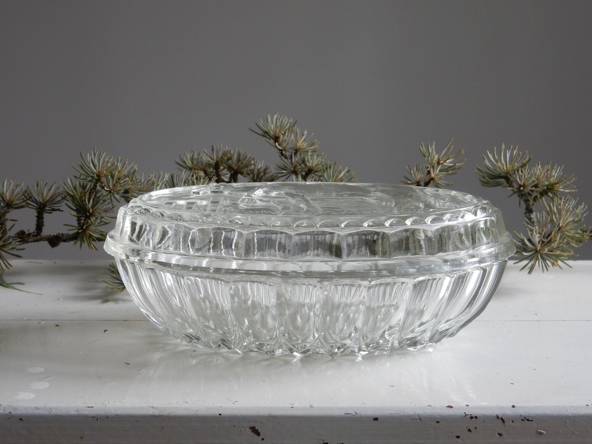 Glass butter with cow motif made in France