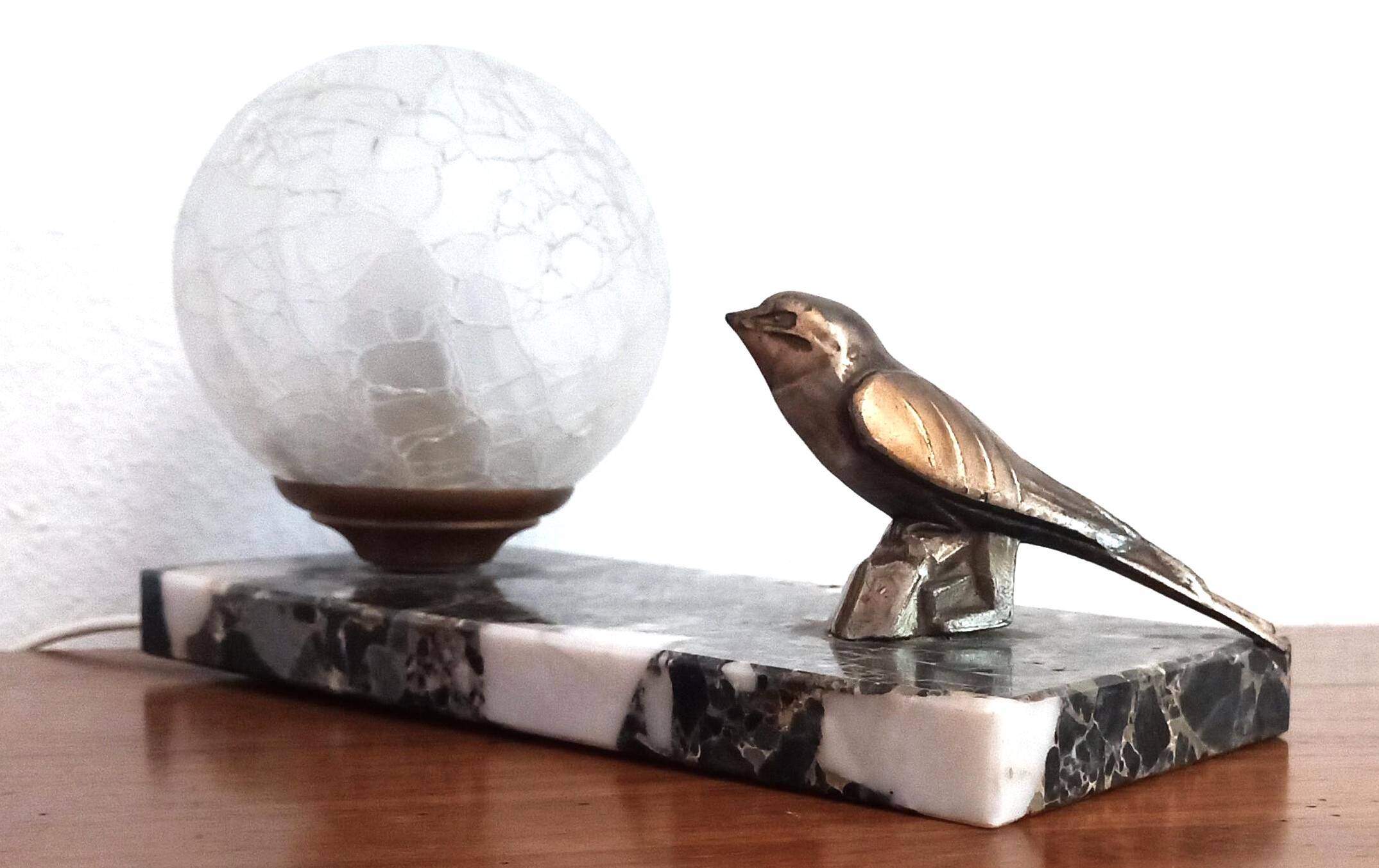 Art deco marble table lamp