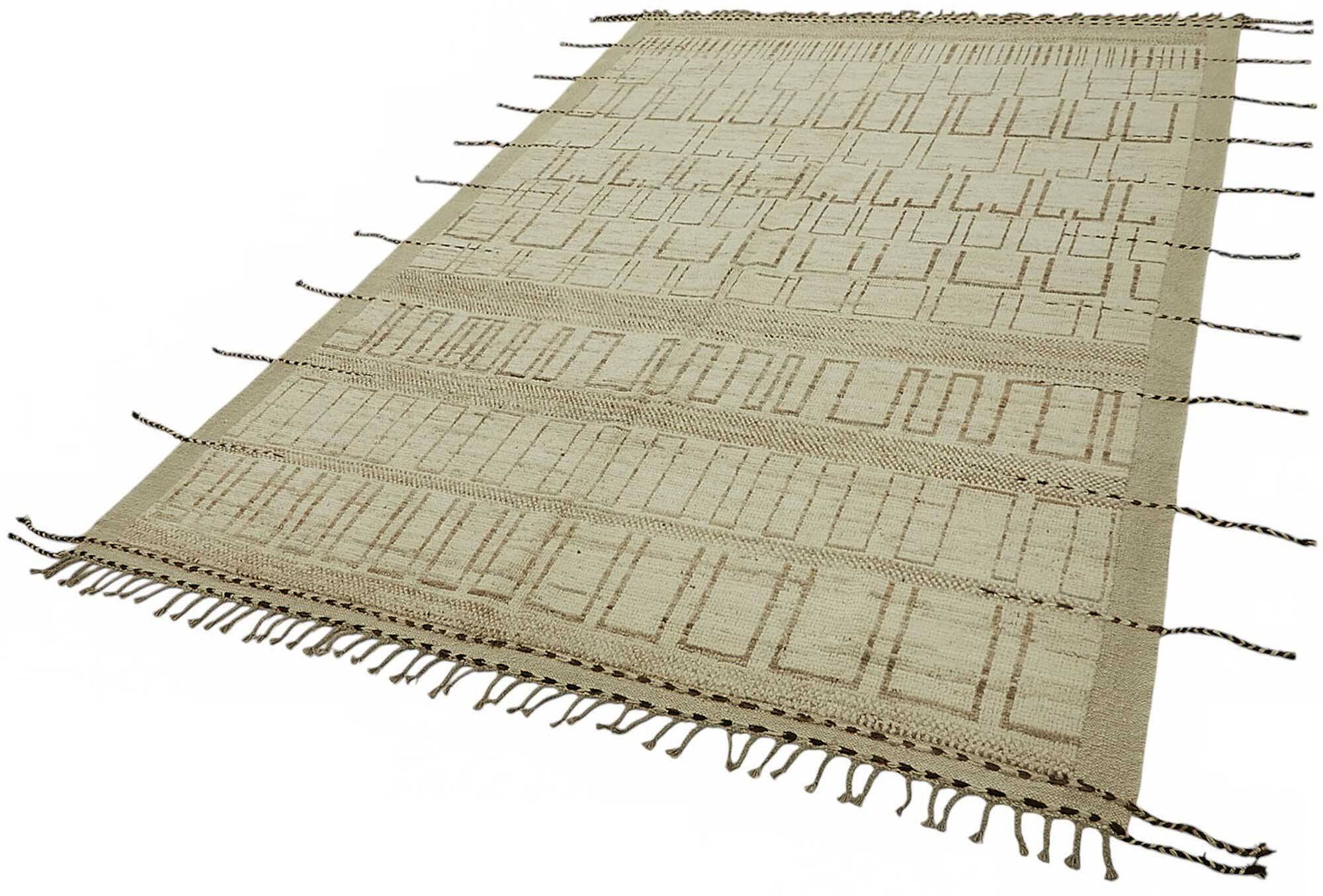 Handmade Tribal Decorative 204 cm x 301 cm Beige Wool Carpet