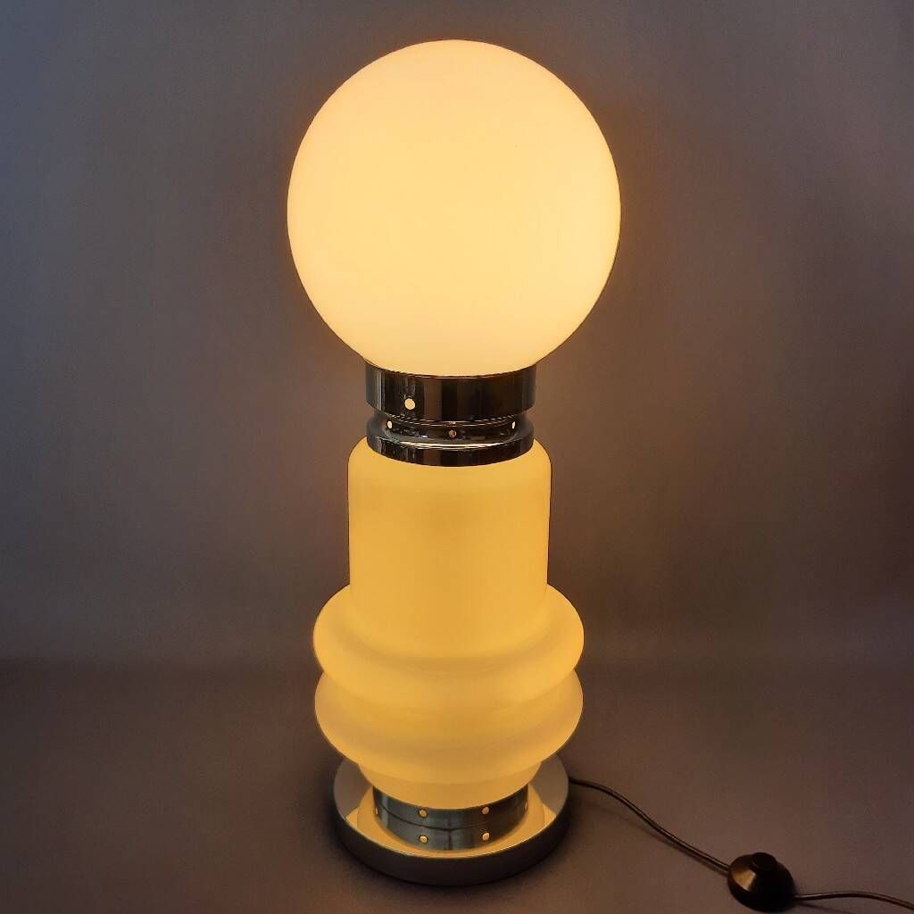 Murano glass table lamp by Nason, Birillo metal, Space Age design 1970.