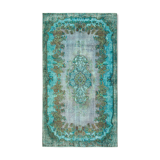 Handmade oriental 1980s 162 cm x 288 cm turquoise carpet