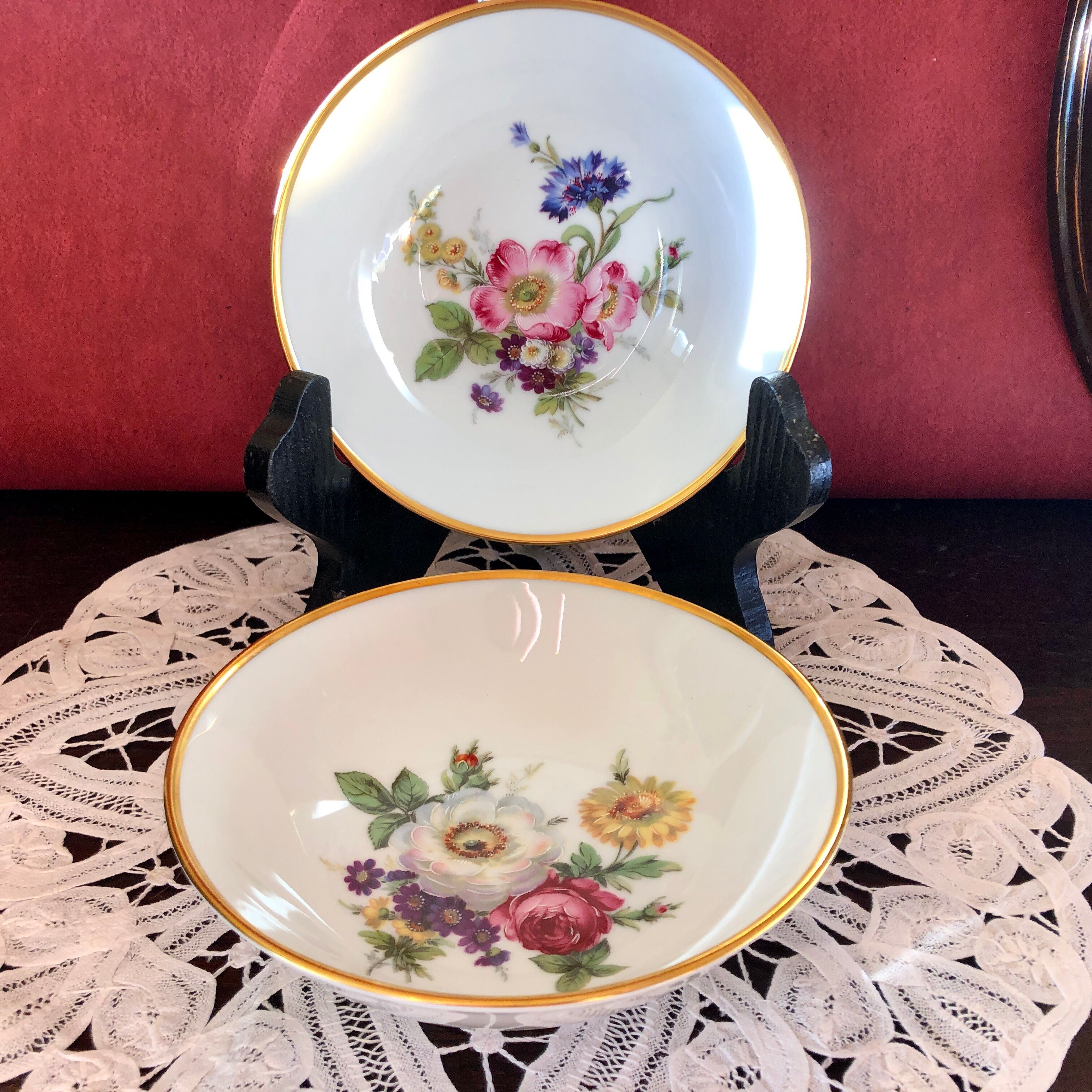 Set of 2 porcelain cups floral decoration KAISER