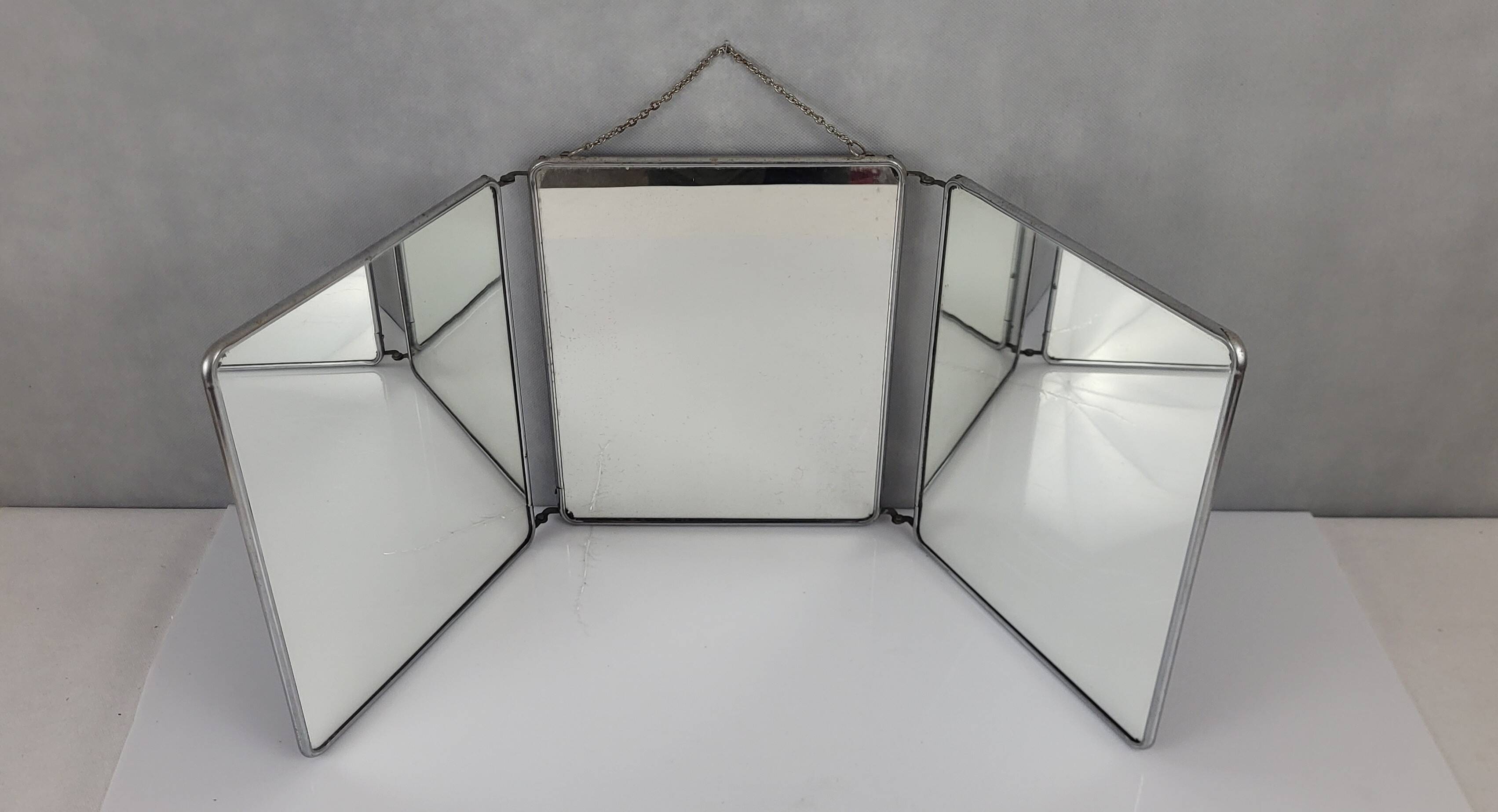 Vintage triptych mirror & barber's cabinet, 1930s