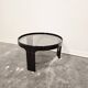 1970s Mid-Century Modern Black Coffee Table with Smoked Glass Top