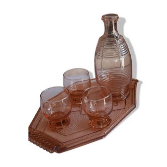 Carafe tray and 3 glasses set
