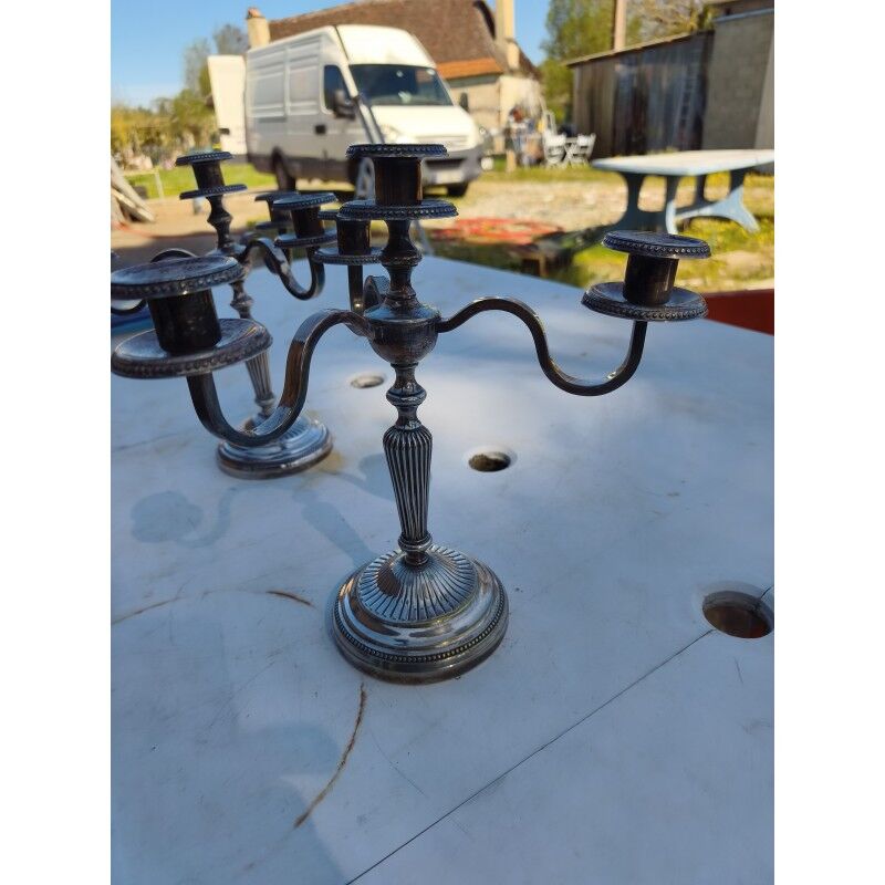 Pair of silver-plated candelabra