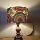 rustic chic solid wood lamp, ethnic wax lampshade with circles