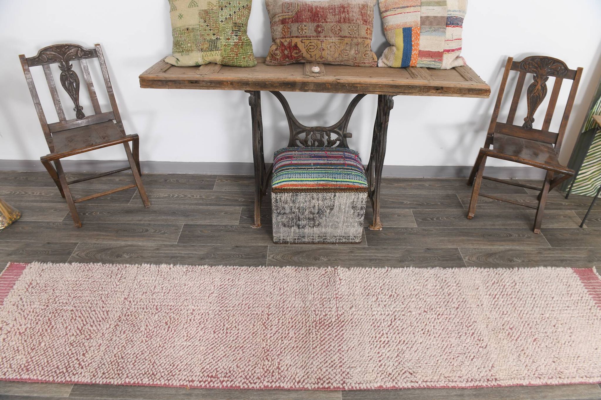 2x10 Rug For Hallway Pink & Beige Turkish Vintage Runner Rug, 61x291Cm SK 34962