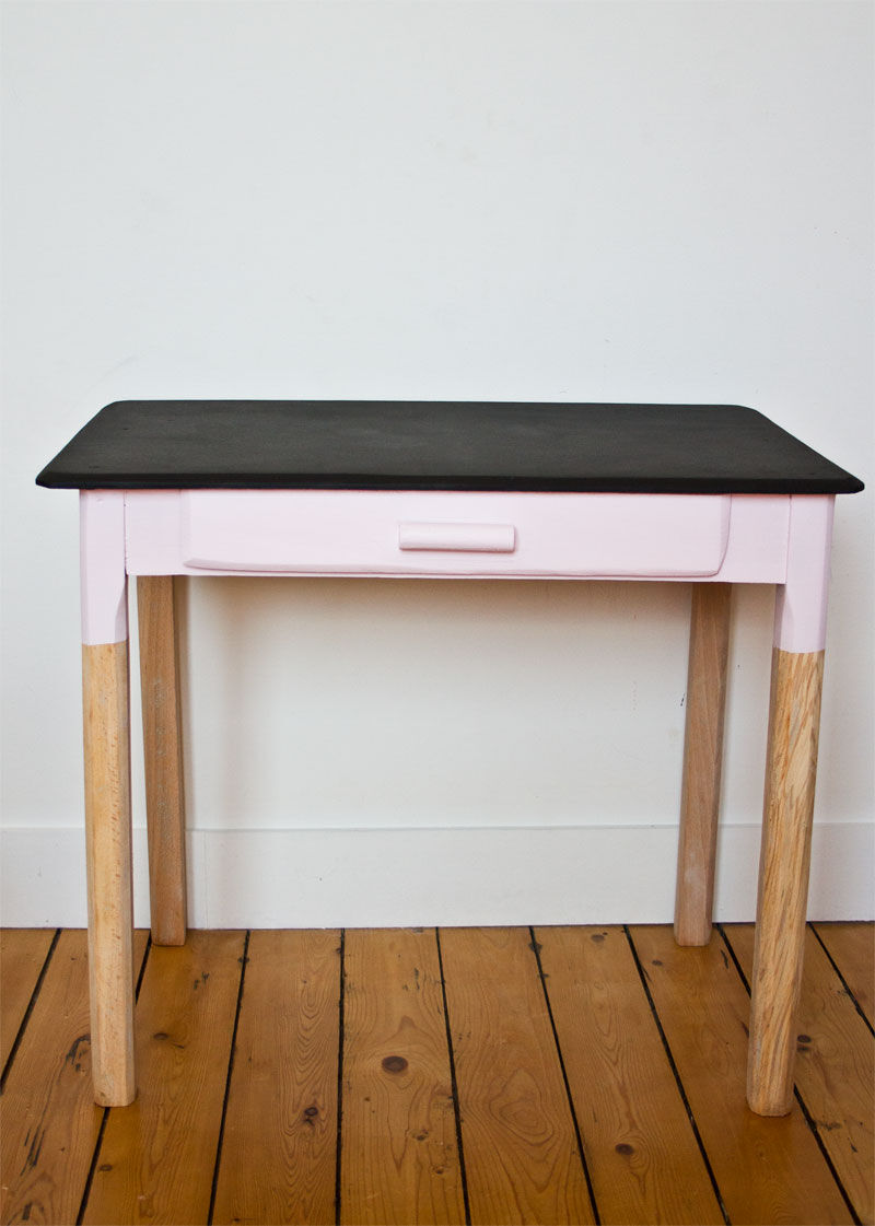 Pink and slate desk