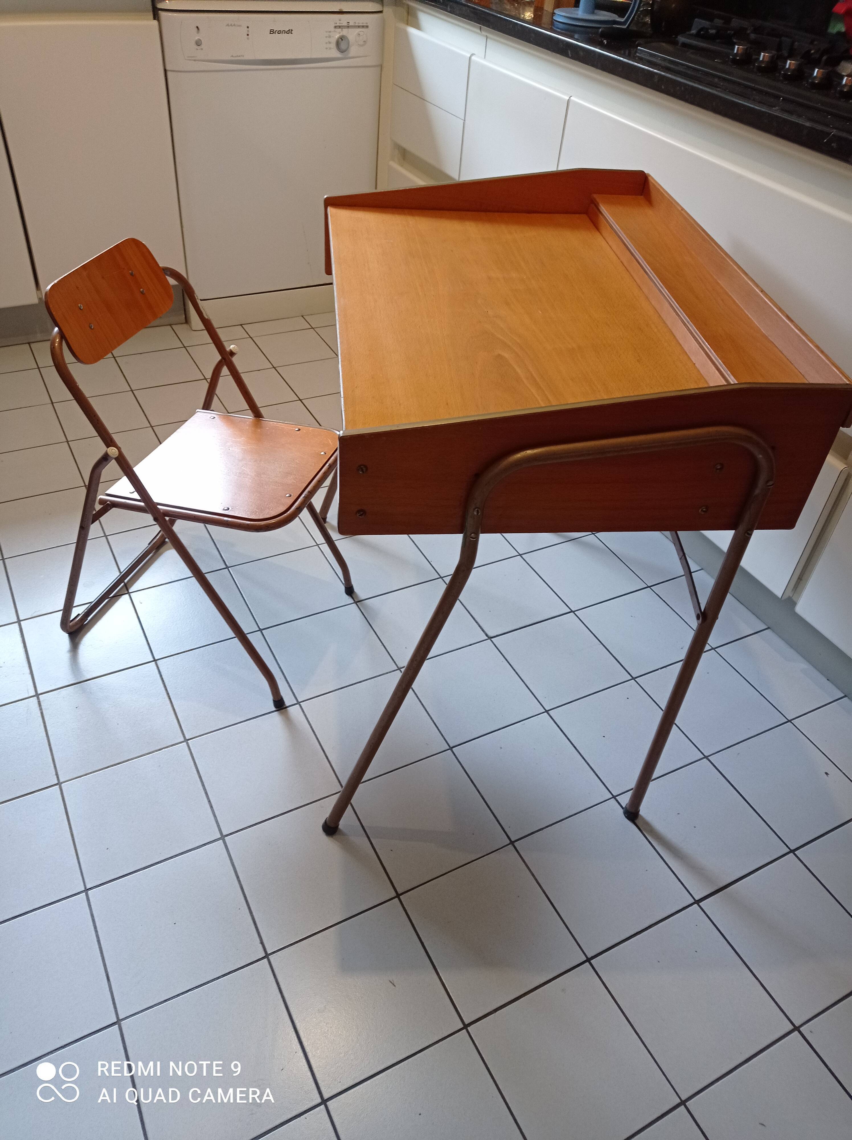 Bureau et chaise enfant vintage design lallemand