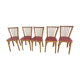 Lot de 5 chaises baumann en hêtre et simili cuir rouge 1950