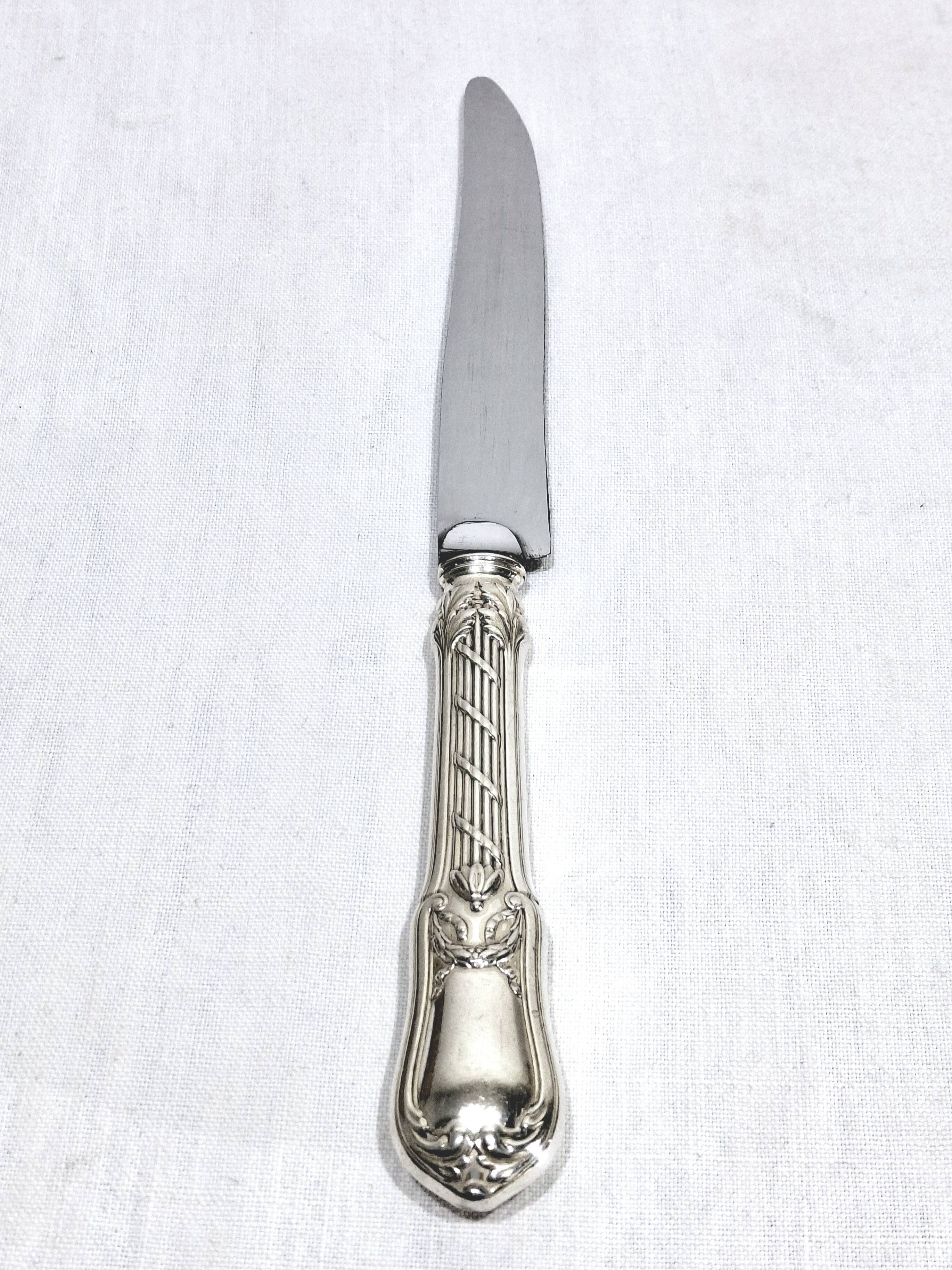 MARTIAL GAUTHIER / GEORGES FLAKENBERG - 12 KNIVES WITH SILVER HANDLES