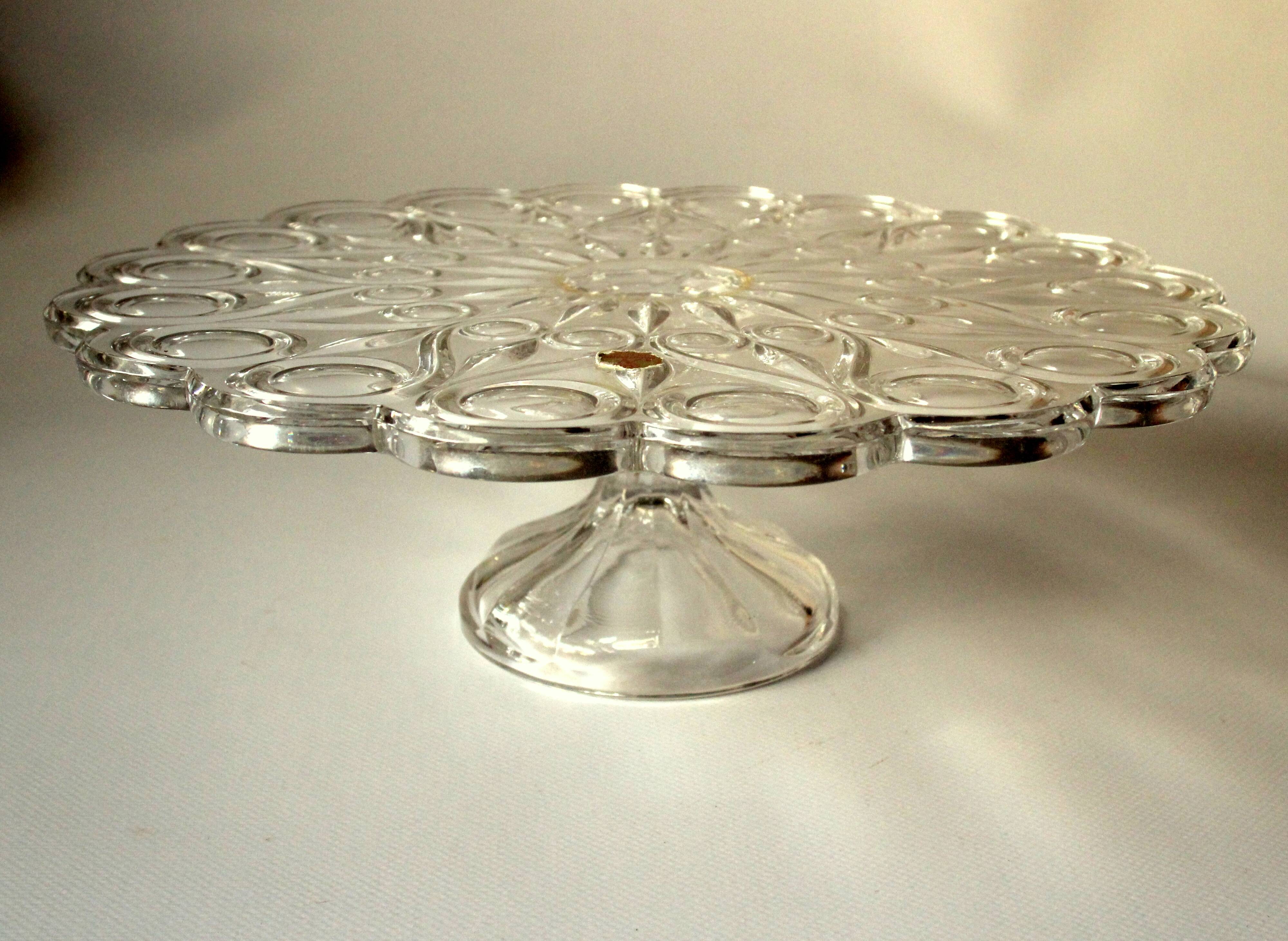 Lead crystal glass cake plate on foot by Nachtmann - Vintage