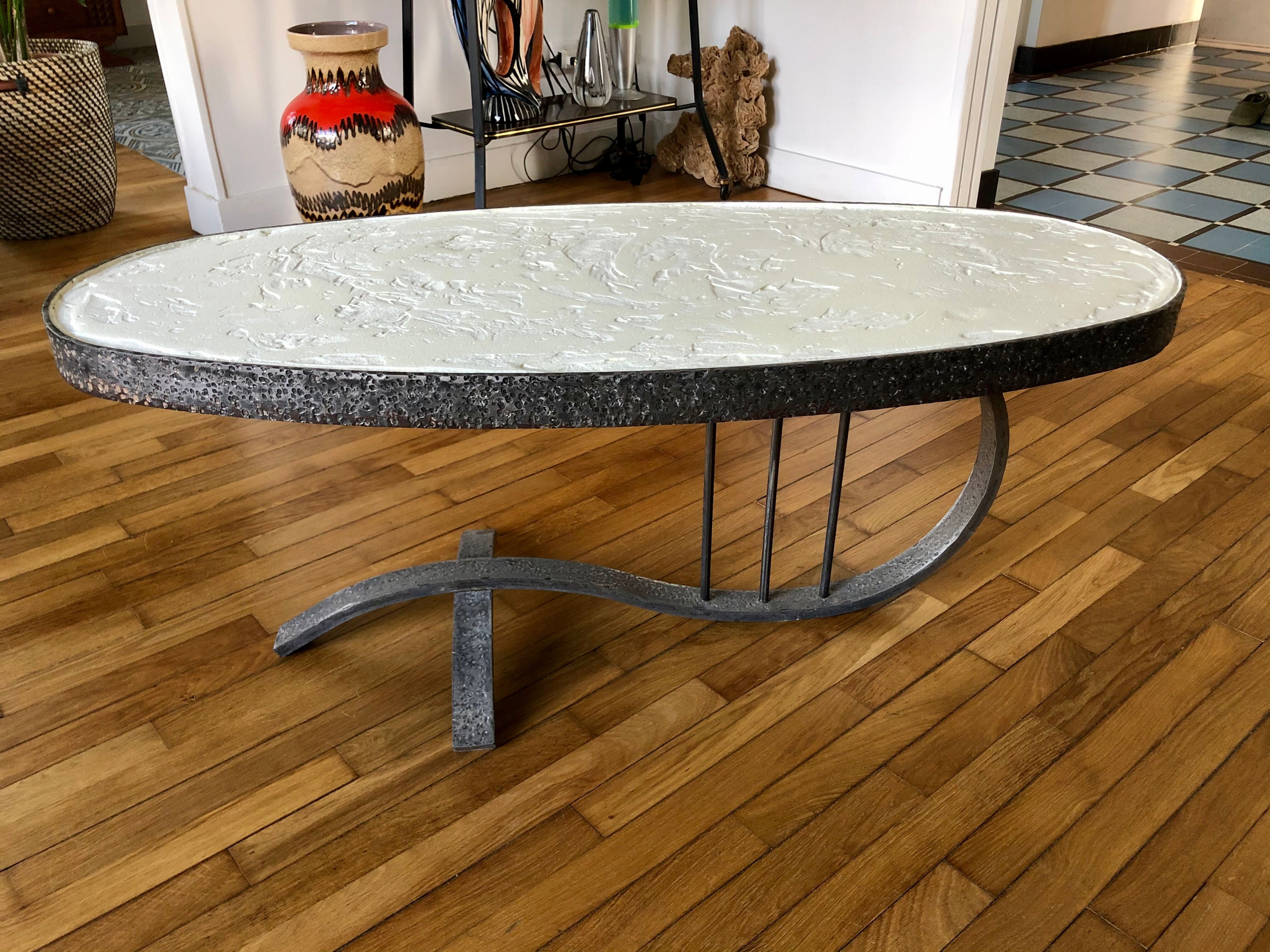 70s wrought iron coffee table