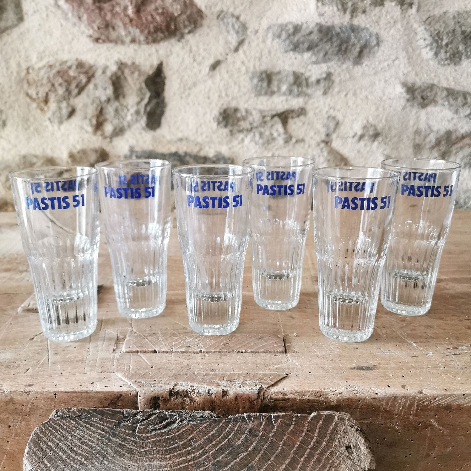 6 Pastis 51 Vintage Glasses.