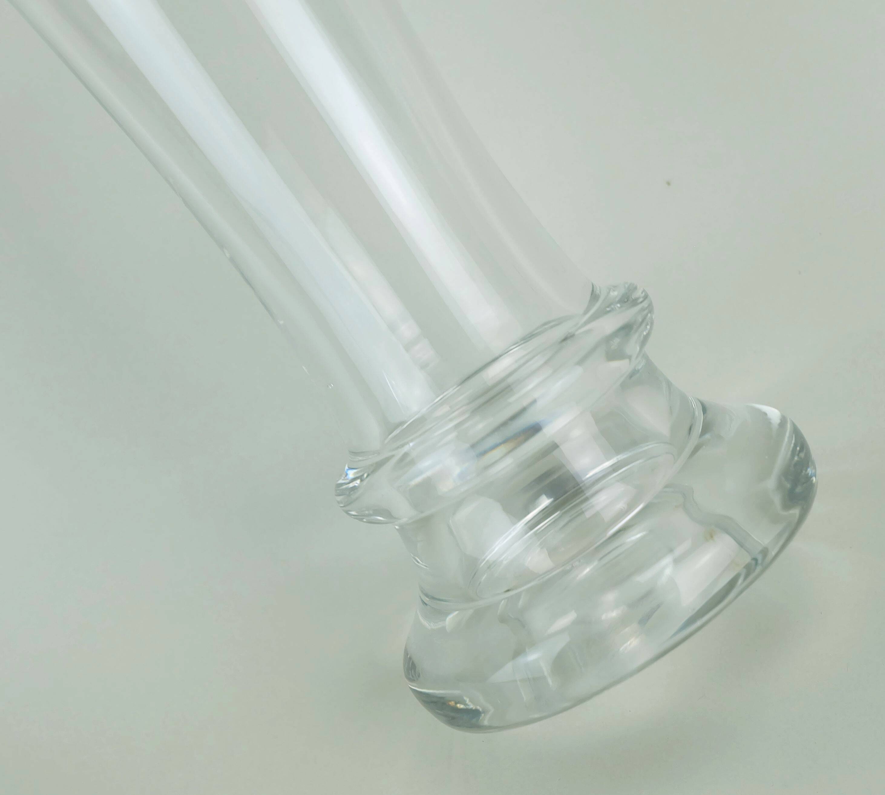 1970s glass VASE by eisch thick clear glass and bubble glass green rim