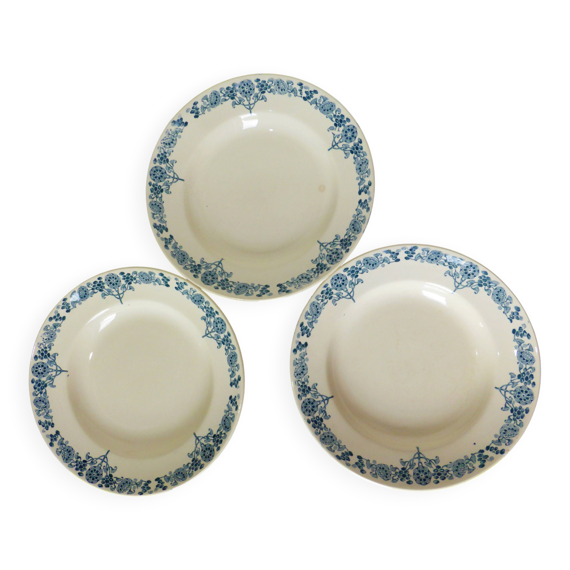 3 deep plates in ironstone from Longchamp model Christiane 220511