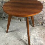 Vintage pedestal table in beech veneer 50'S
