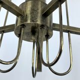 Sciolari, five arms brass and glass tube chandelier. Italy 1960s