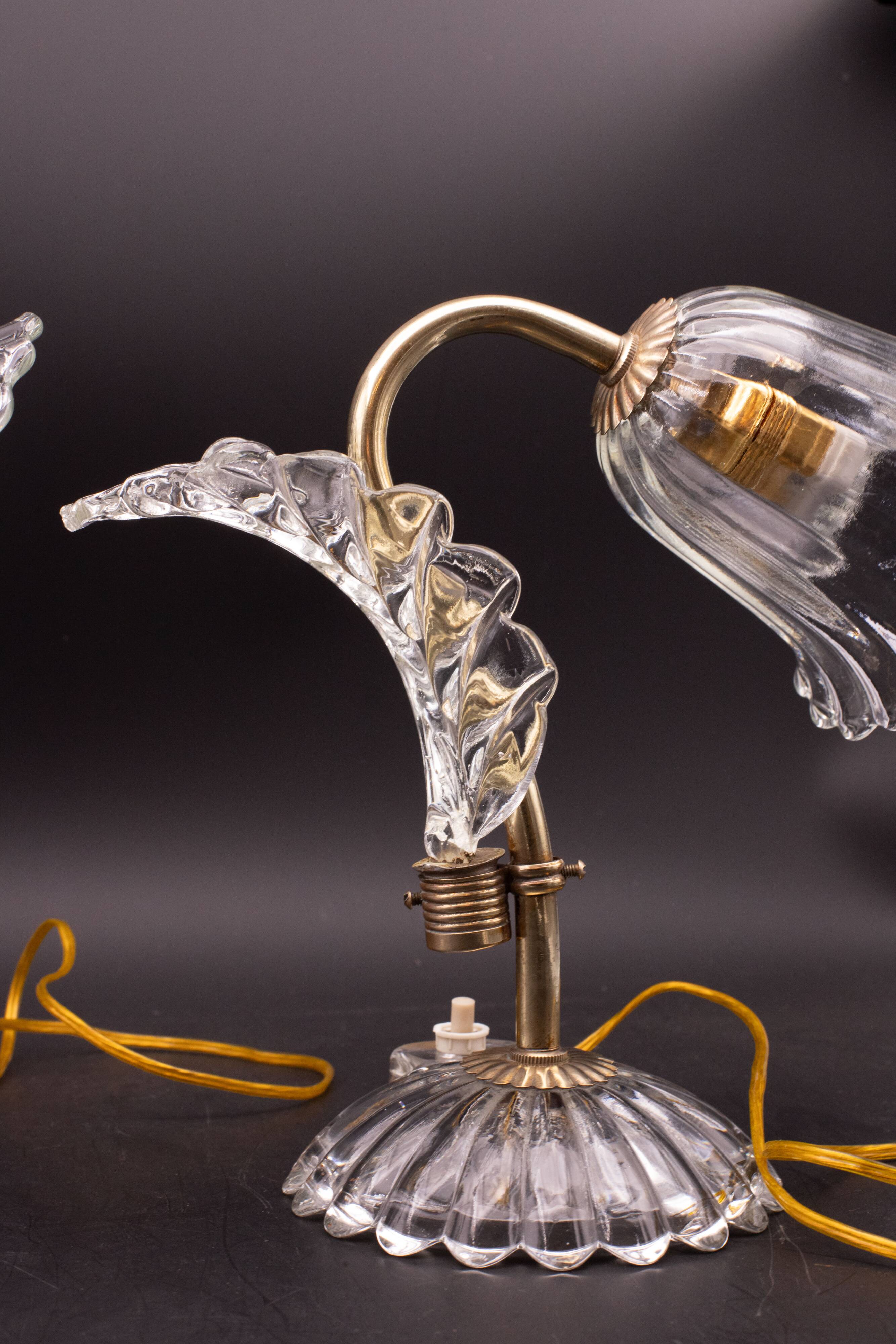 Set of 2 Art Decò Murano Glass Barovier e Toso style Table Lamp, 1940