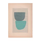 Abstract painting on old paper illustration B68 signed Eawy