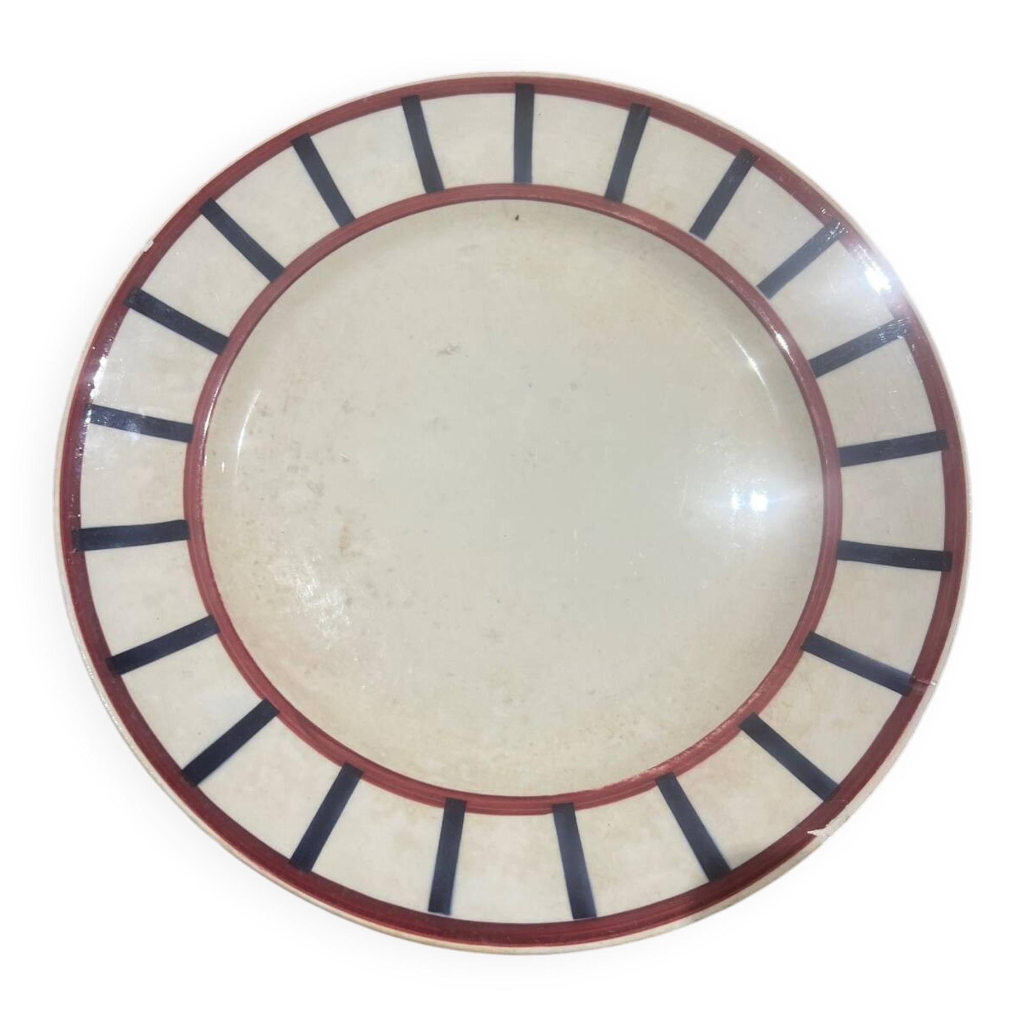 Old large round serving dish HBCM Béarn