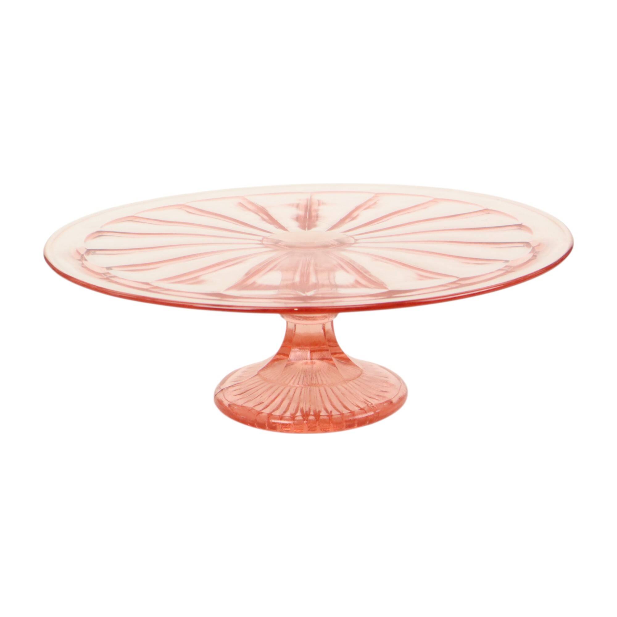 Art Deco Pink Cake Dish Rosaline Depression Glass Verrerie Scailmont