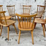 Set of 7 antique bistro chairs